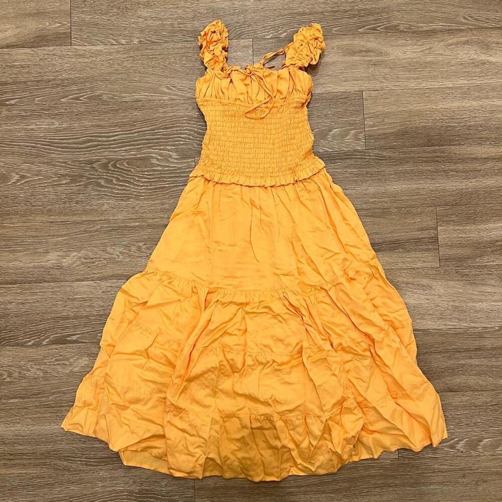 House of CB  'Phedra' Apricot Shirred Sundress
